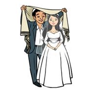 jewish newlyweds vector illustration N2