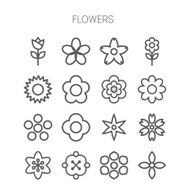 Simple monochromatic flower icon set N2