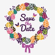 Save the date - vector card with leaves N2