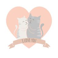 card for Valentines Day with two cats N2