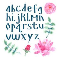 Watercolor alphabet with flowers N2