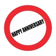 Happy anniversary black stamp text on white N2