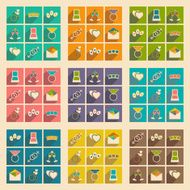 Flat with shadow concept and mobile application wedding icons N2