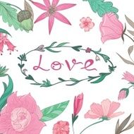 Love Lettering in Summer Floral Frame