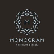 Simple line art monogram logo design N2