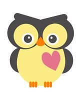 cartoon owl with pink heart