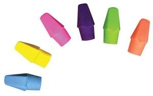 multi-colored rubber pencil tips