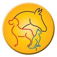 Veterinary, round emblem with silhouettes of animals