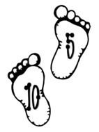drawn human feet with numbers