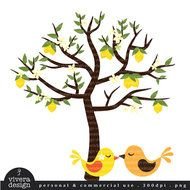 Lemon Tree With Love Birds Digital