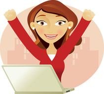 Clip art of Women and computer