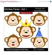 40 Off Sale Cute Monkey Digital Jungle Birthday