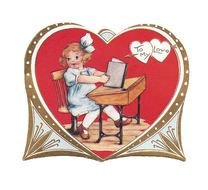 Vintage Valentine with the image of a schoolgirl