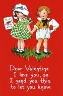 vintage Valentine's card with children