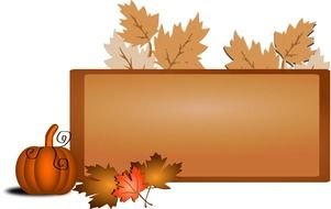 halloween frame with pumpkin and yellow leaves