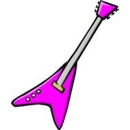 Pidrawing of a pink guitar on a white background