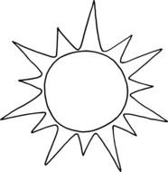 black outline of shining sun
