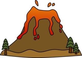 Volcano in cartoon clipart