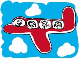 funny family in the plane