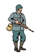 oldtimer Soldier in helmet with rifle