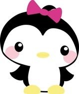 Penguin Mom And Baby drawing