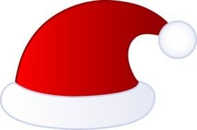 red hat with white inserts of Santa Claus on a white background