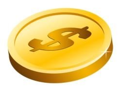 gold coin on the black background