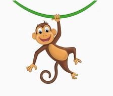 Monkey hanging on the plant clipart