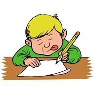 funny boy with a pencil as a picture for clipart