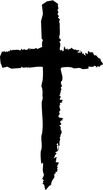 drawn black cross on a white background