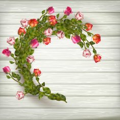 Roses wreath on wooden background EPS 10 N2