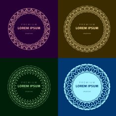 Vector set abstract frames logo templates line style N27