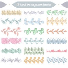 Set of 18 hand drawn pattern floral brushes N2