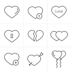 Line Icons Style hearts Set Vector Design N2