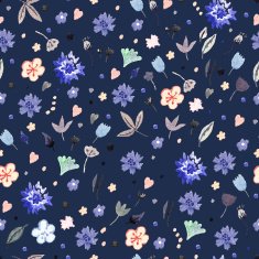Watercolor blue floral pattern N2