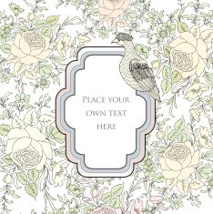 Floral background Flourish border with bird and copy space N2