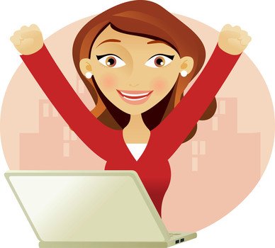 Clip art of Women and computer