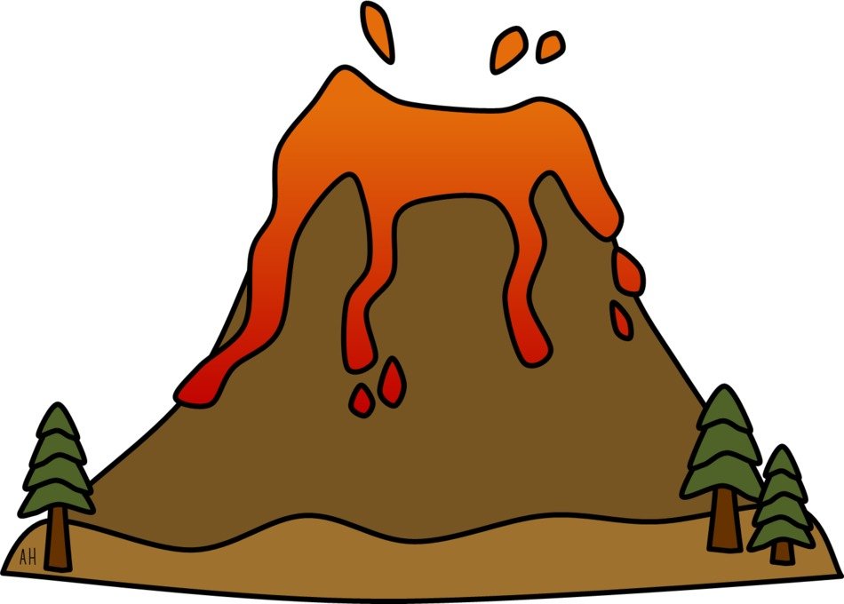 Volcano in cartoon clipart