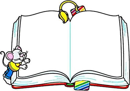 cartoon mouse near the opened book as a picture for clipart