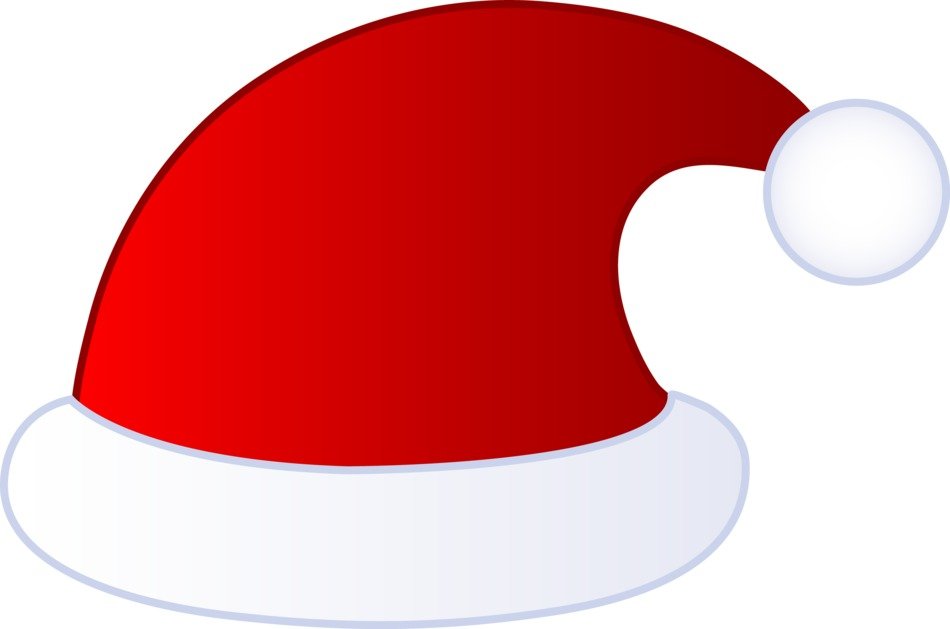red hat with white inserts of Santa Claus on a white background
