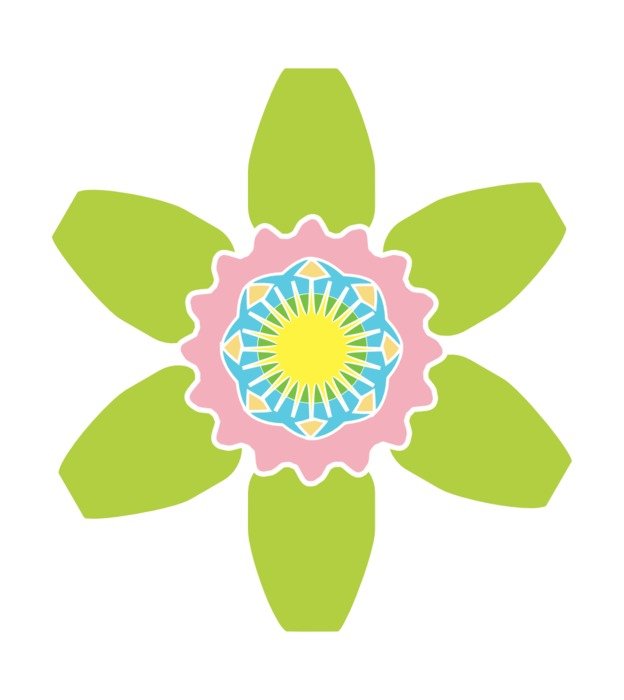 colorful floral ornament with sun in center