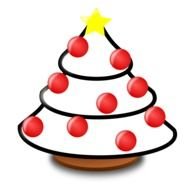 drawing christmas tree with red balls