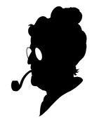silhouette of a woman with glasses and a pipe
