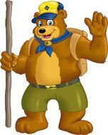 Cub Scout Logo, cartoon Bear in cap with Stick