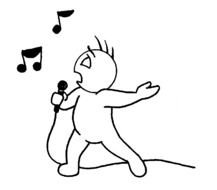 drawing of a singing man on a white background