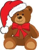 Teddy Bear with the colorful Christmas hat clipart