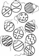 black and white drawing of Christmas toys with patterns