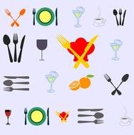 Modern Dinner Table Setting Vectors