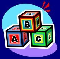 colorful Cube Blocks with letters, drawing