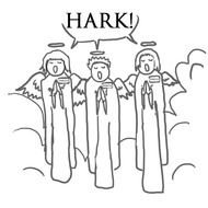 black and white picture of angels